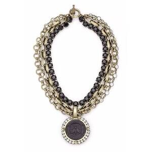 NEW FRENCH KANDE sophie necklace in brass jet crystal